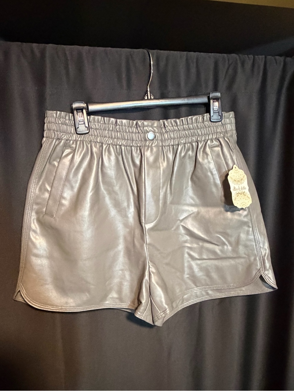 Altar'd State Gray Faux Leather High-Waist Pull-on Shorts, women’s L